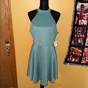 Charlotte Russe Aqua Halter Mini Dress